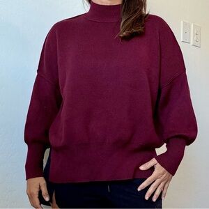 Altar'd State Burgundy/Wine Color Knit Ribbed Oversized Sweater